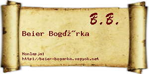 Beier Bogárka névjegykártya